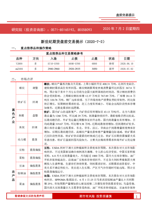 盘前交易提示