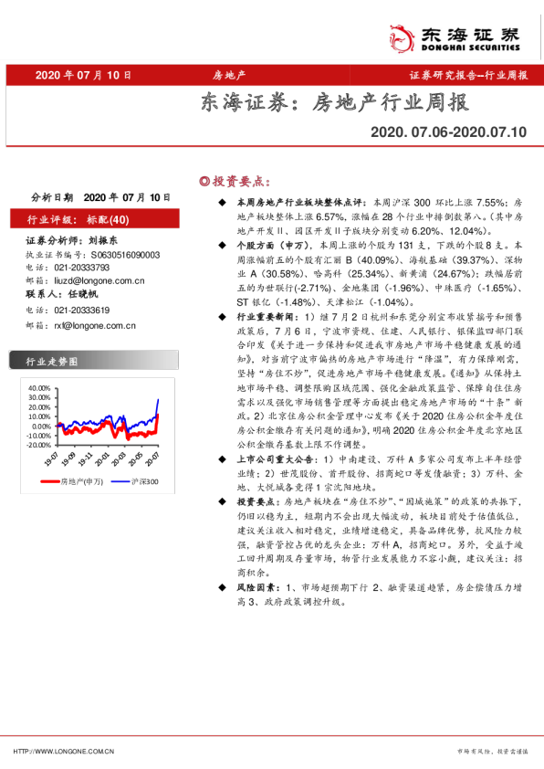 房地产行业周报