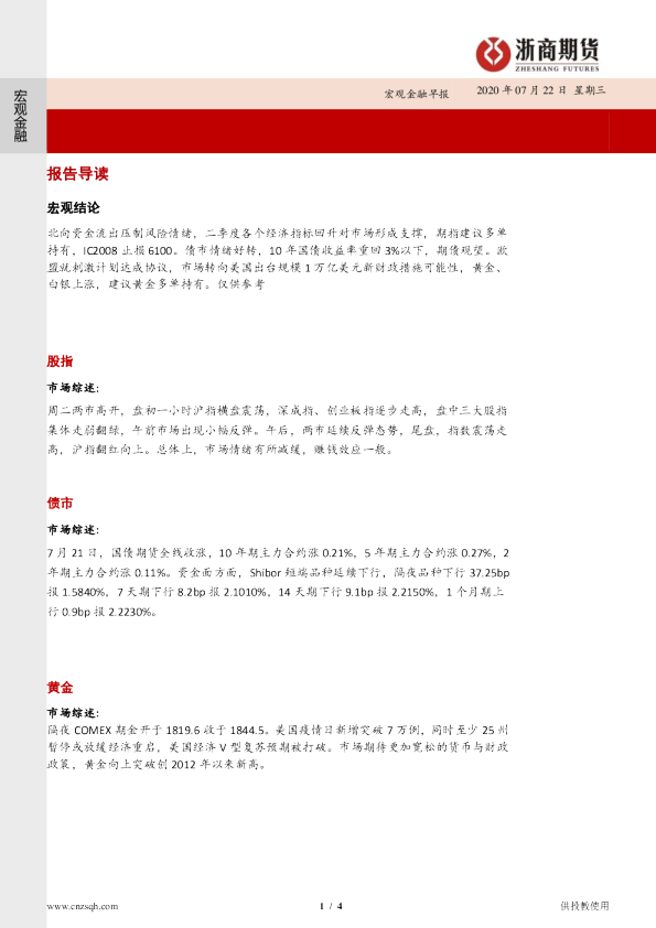宏观金融早报