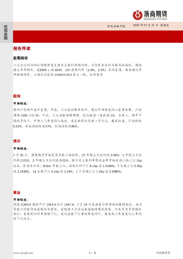 宏观金融早报