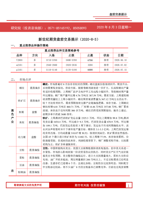 盘前交易提示