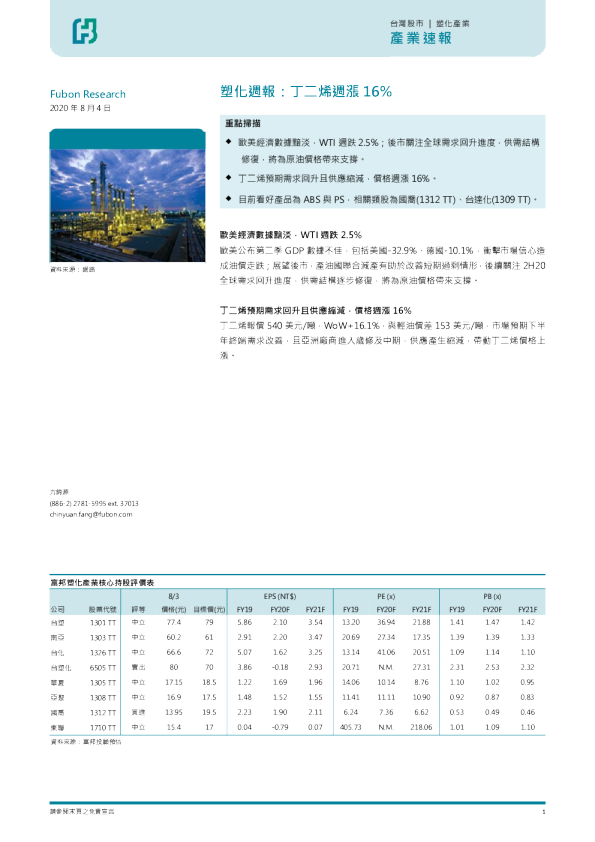 塑化周报：丁二烯周涨16%