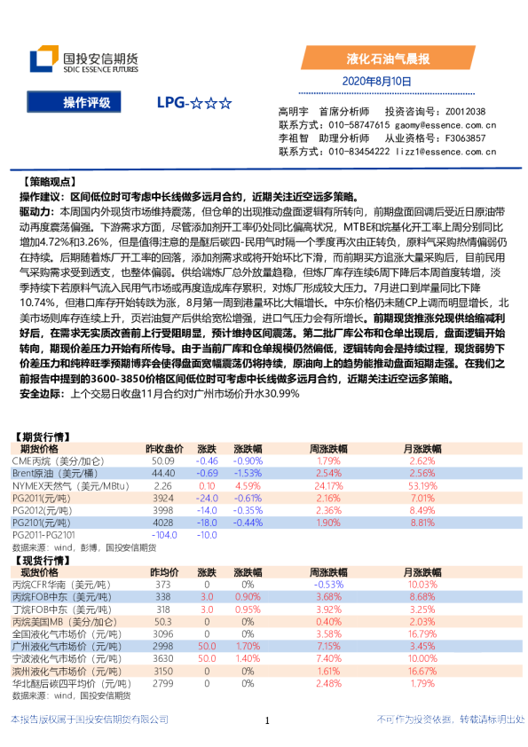 液化石油气晨报