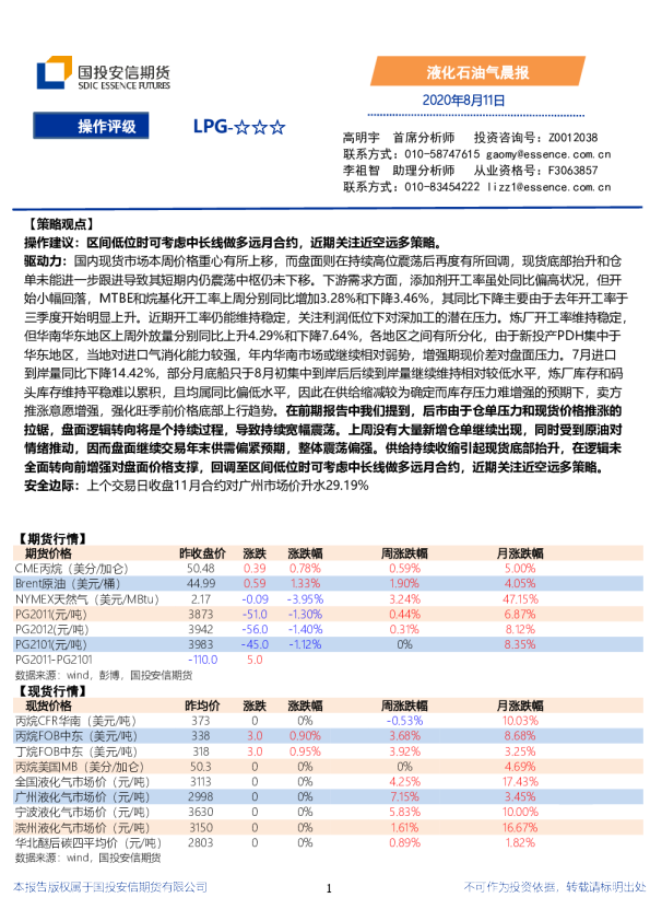 液化石油气晨报
