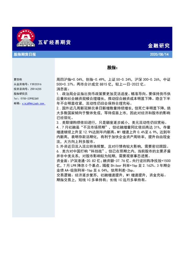 股指期货日报
