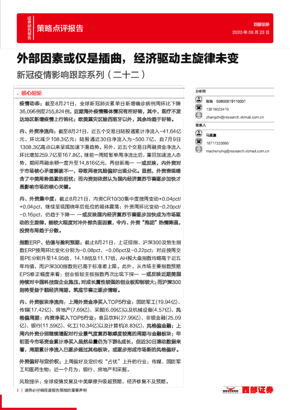 新冠疫情影响跟踪系列（二十二）：外部因素或仅是插曲，经济驱动主旋律未变
