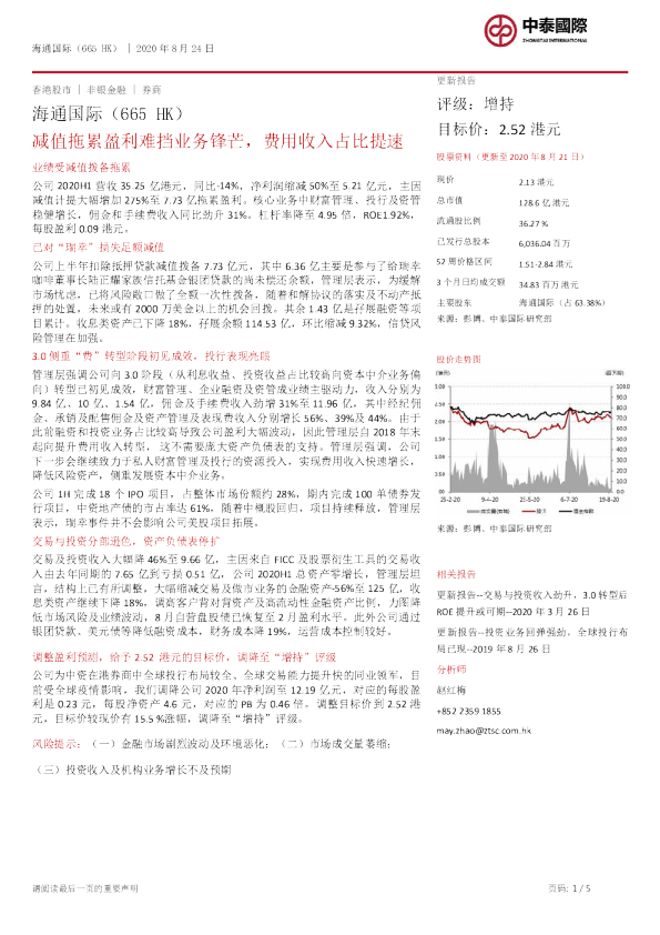 减值拖累盈利难挡业务锋芒，费用收入占比提速