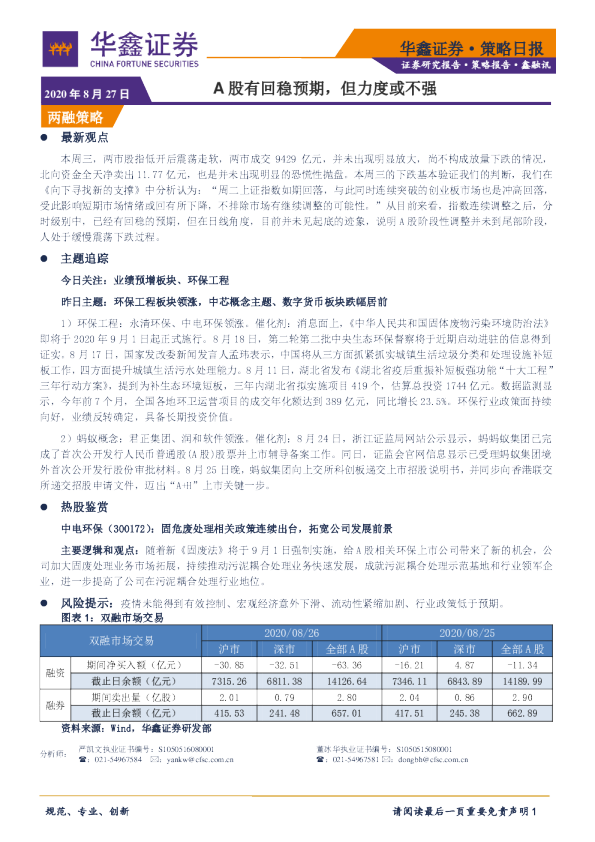 策略日报：A股有回稳预期，但力度或不强