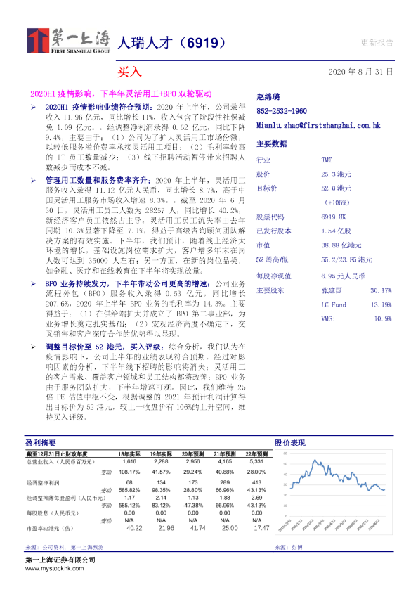 2020H1疫情影响，下半年灵活用工+BPO双轮驱动