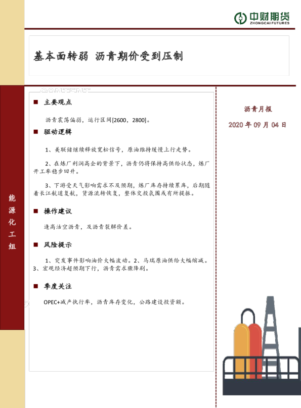 沥青月报：基本面转弱 沥青期价受到压制