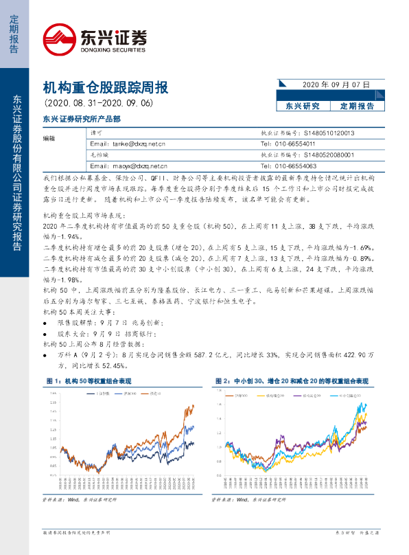 机构重仓股跟踪周报