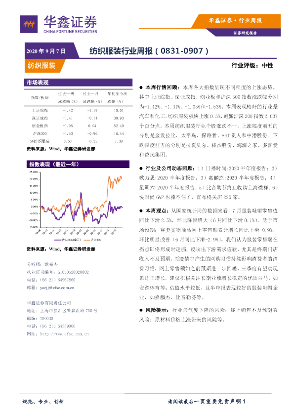 纺织服装行业周报