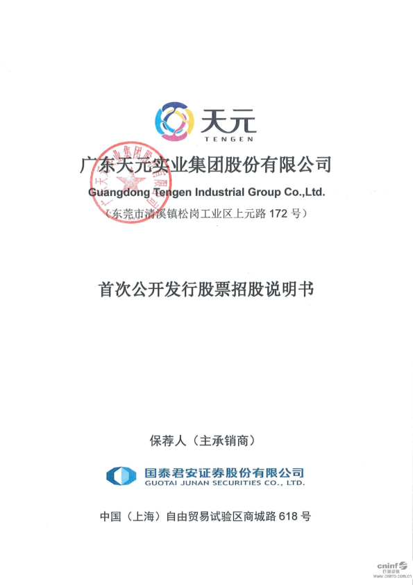 天元股份：首次公开发行股票招股说明书