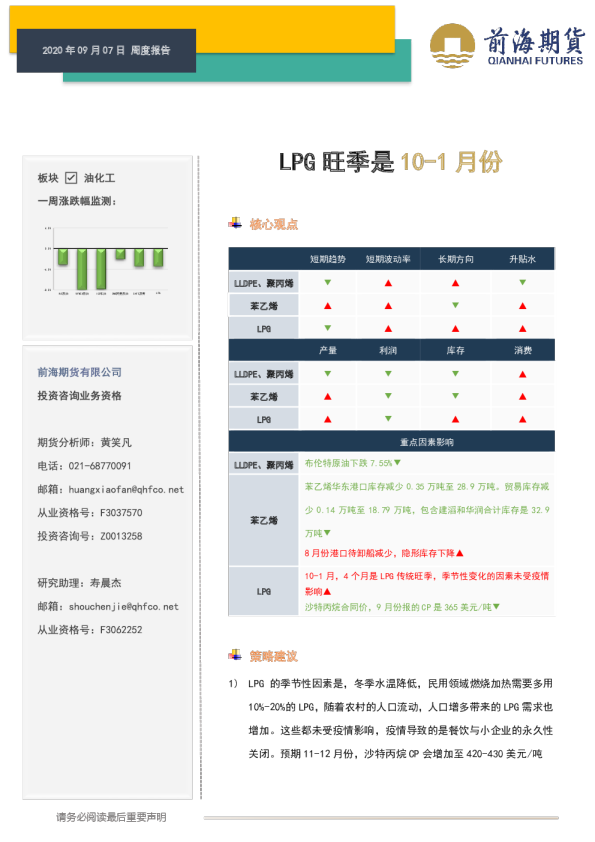 LPG旺季是10-1月份