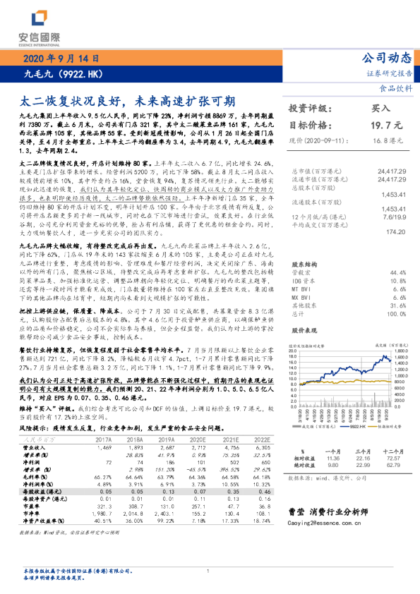 太二恢复状况良好，未来高速扩张可期