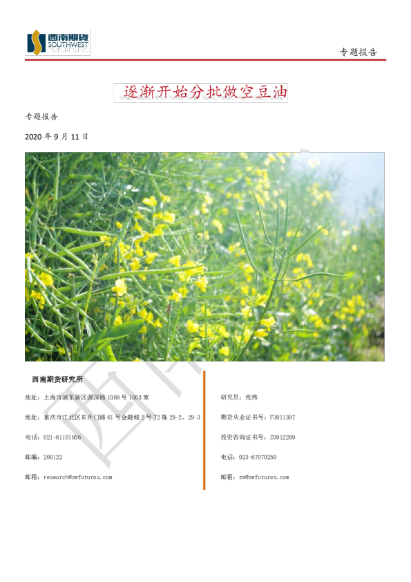 逐渐开始分批做空豆油