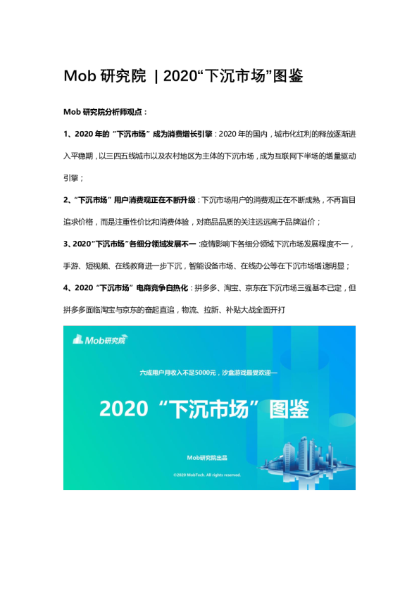 2020“下沉市场”图鉴