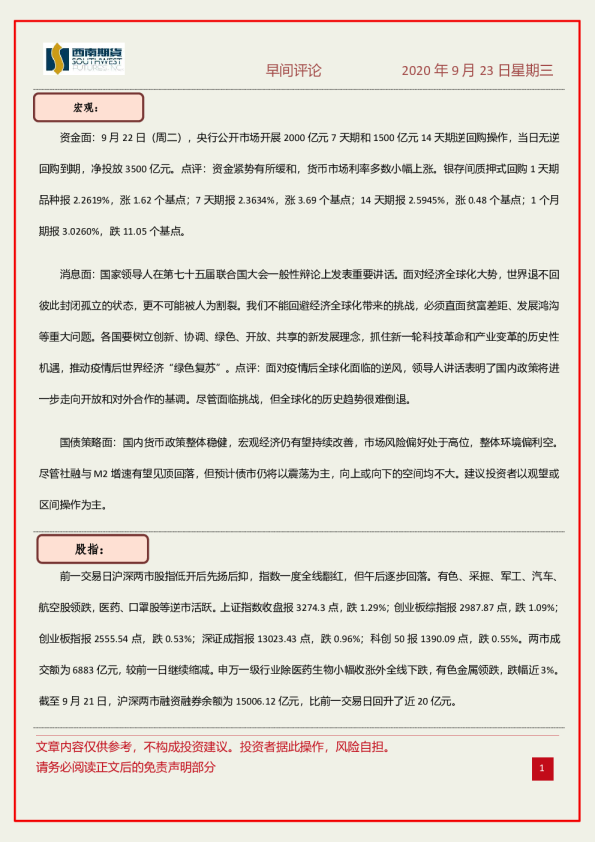 早间评论