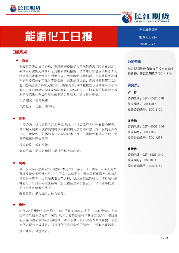 能源化工日报