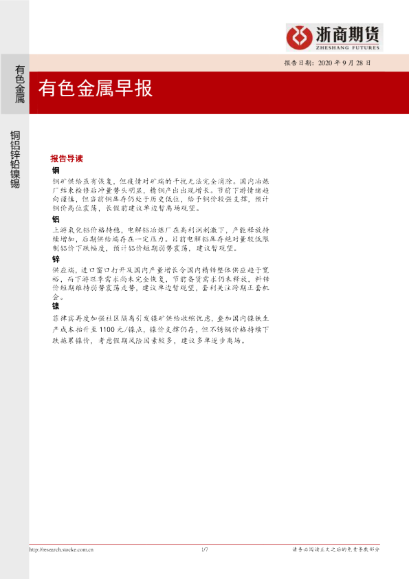 有色金属早报