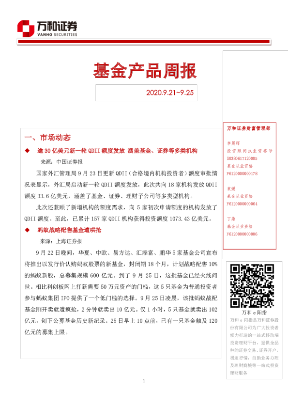基金产品周报