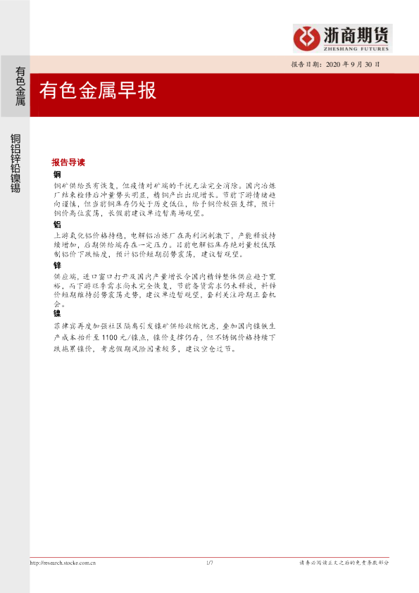 有色金属早报