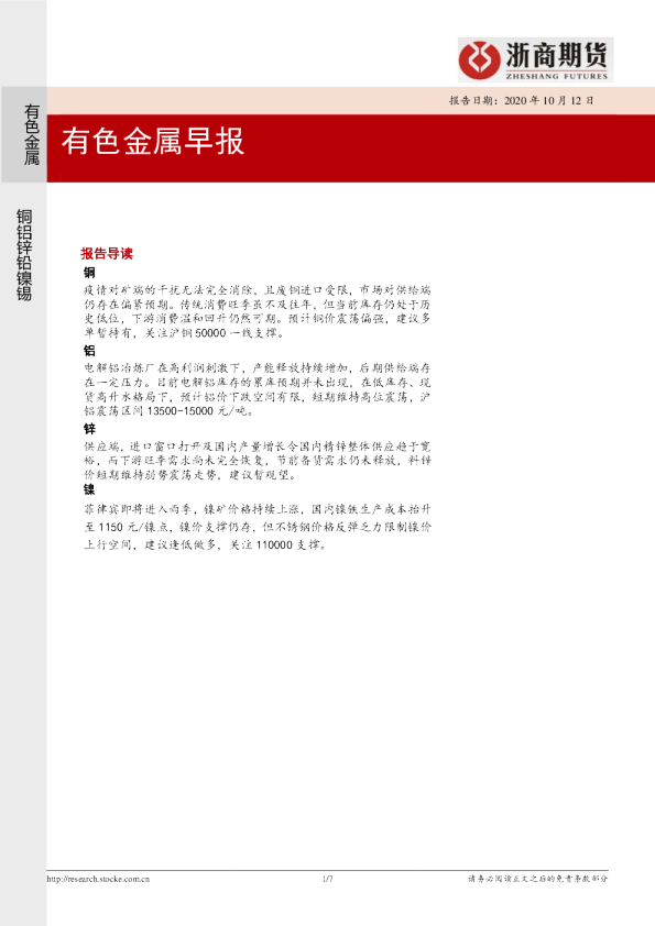 有色金属早报