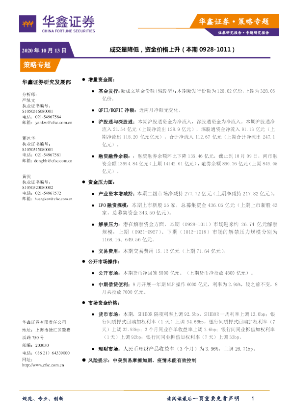 策略专题：成交量降低，资金价格上升