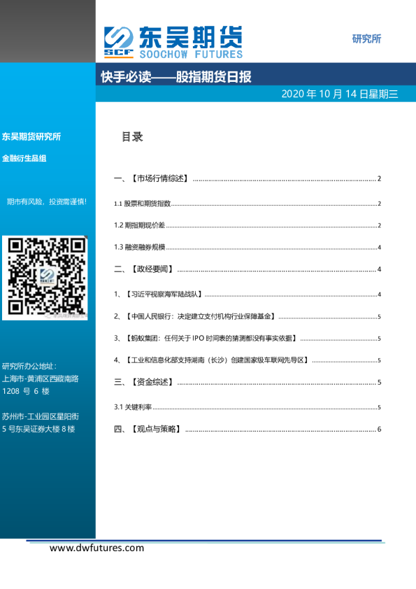 快手必读：股指期货日报