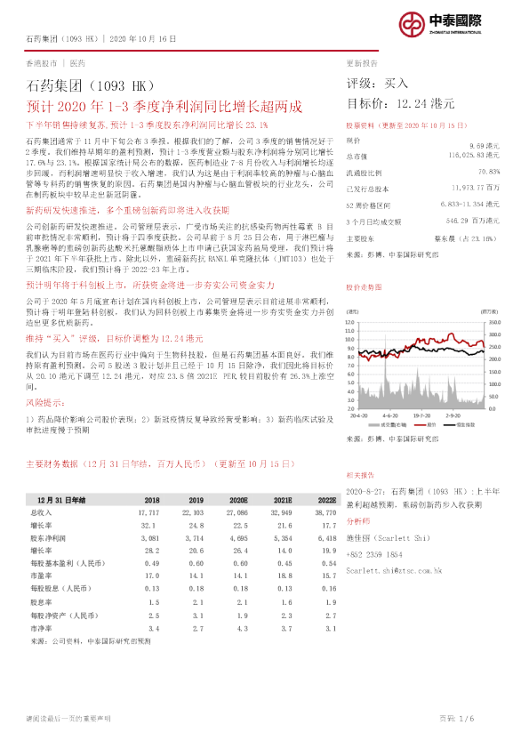预计2020年1-3季度净利润同比增长超两成