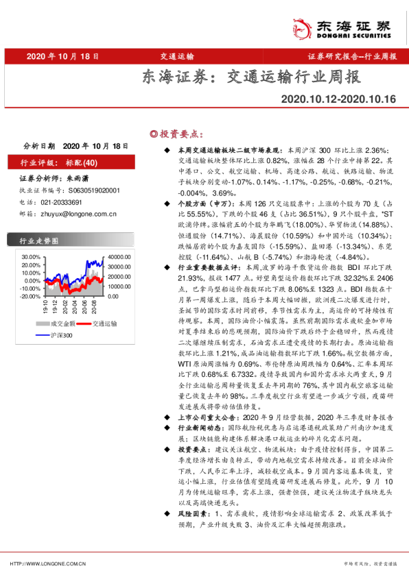 交通运输行业周报