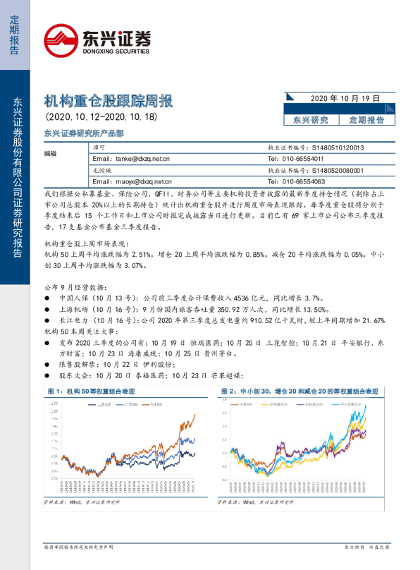 机构重仓股跟踪周报