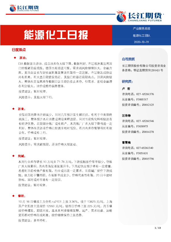 能源化工日报