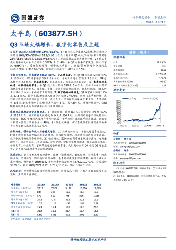Q3业绩大幅增长，数字化零售成主题