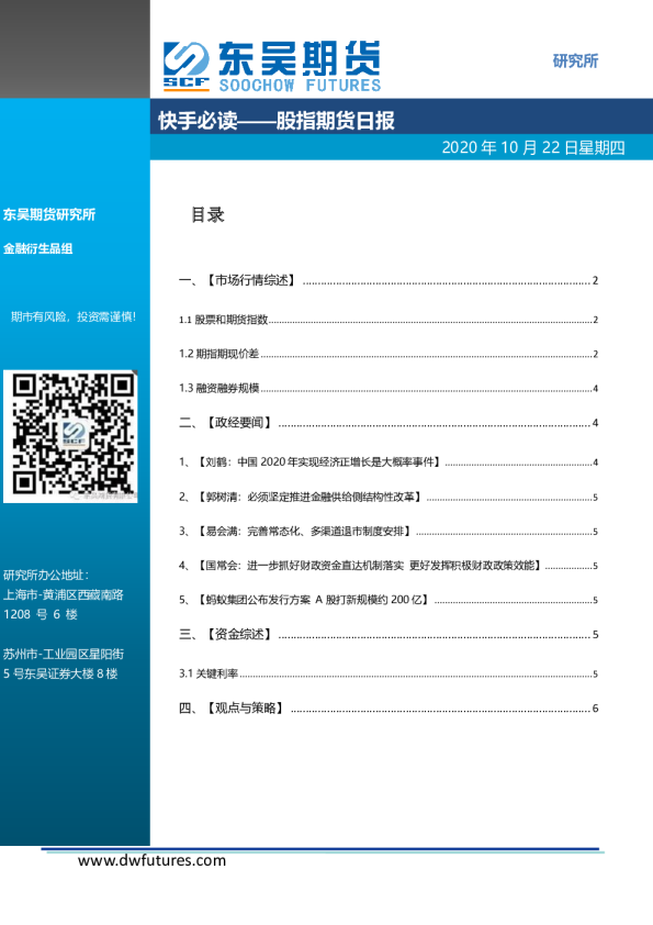 快手必读：股指期货日报