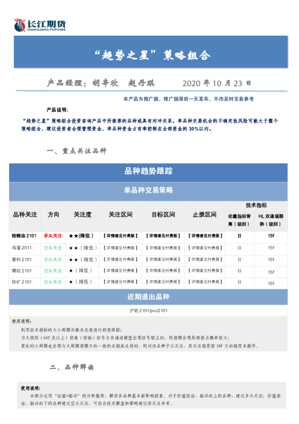 “趋势之星”策略组合