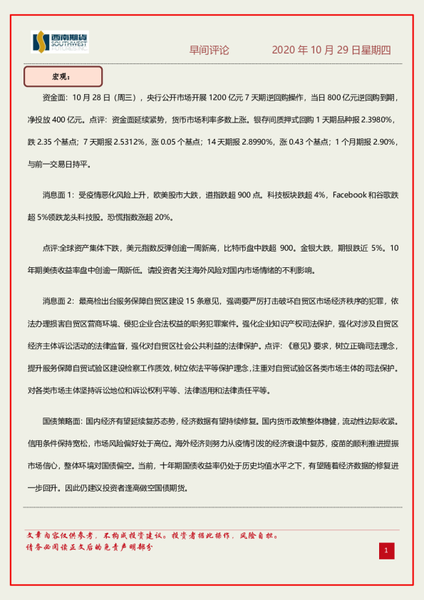 早间评论 