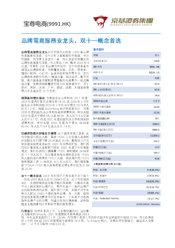 品牌电商服务业龙头，双十一概念首选