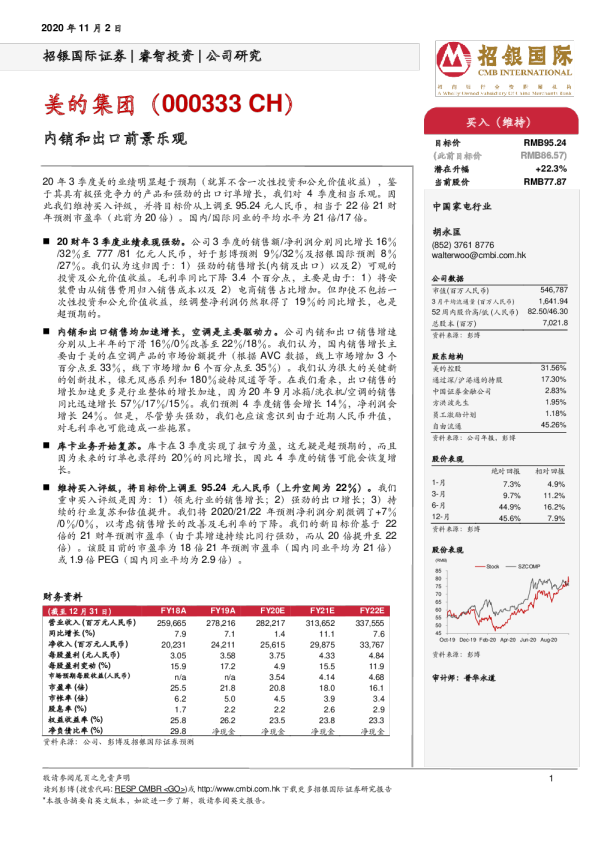 内销和出口前景乐观
