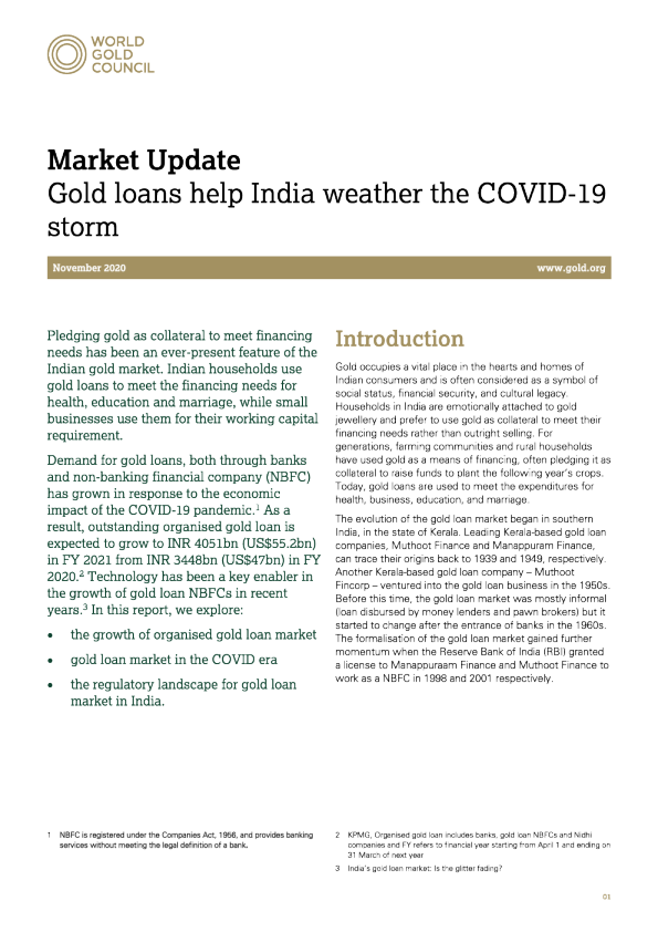 Gold loans help India weather the COVID-19 storm