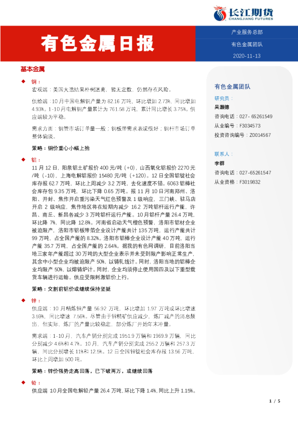 有色金属日报