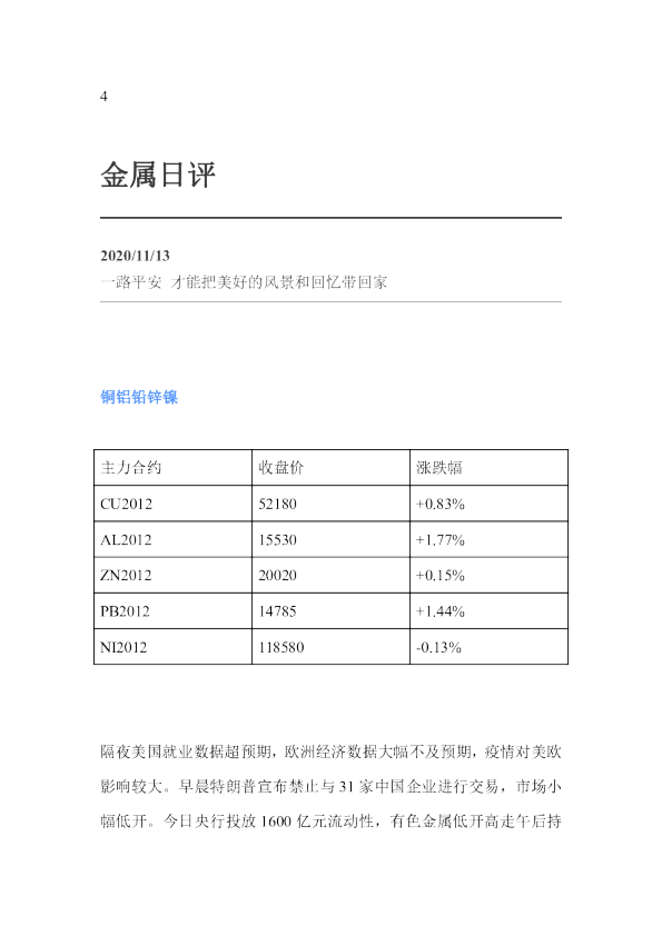 金属日评