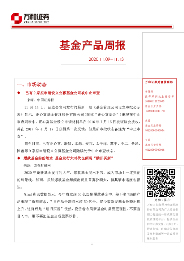 基金产品周报