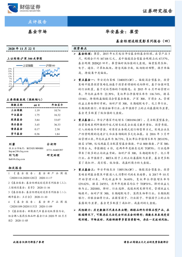 基金经理追踪觅影系列报告（四）：华安基金：崔莹