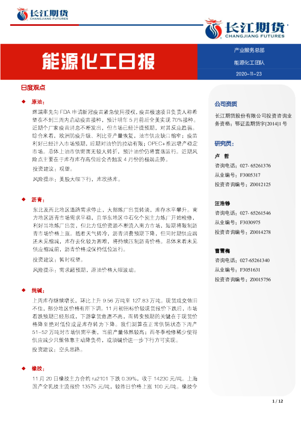 能源化工日报