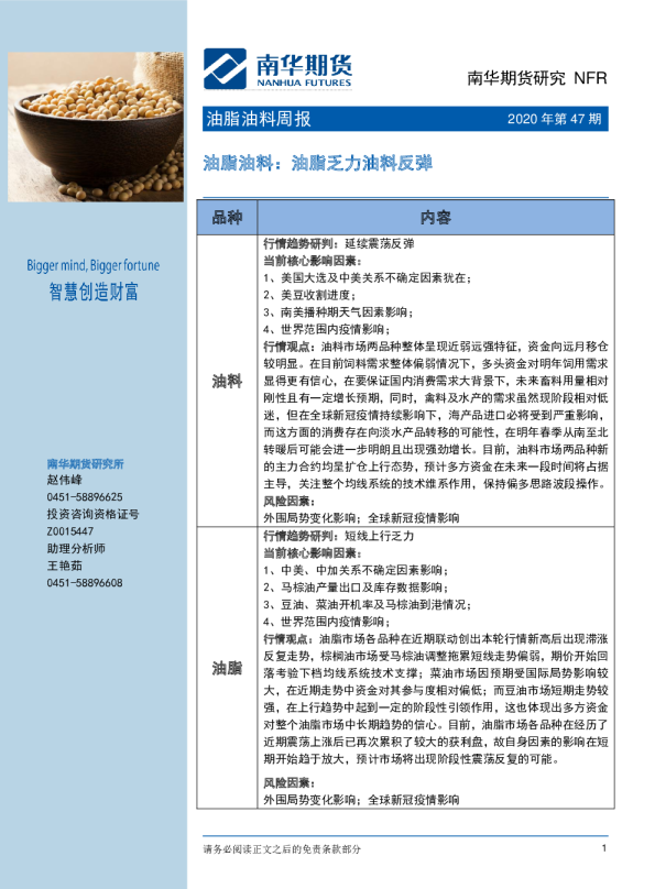 油脂油料周报：油脂乏力油料反弹