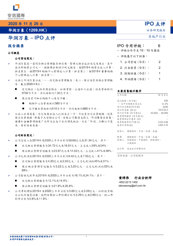 华润万象-IPO点评