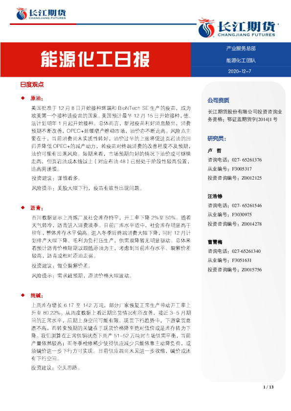 能源化工日报
