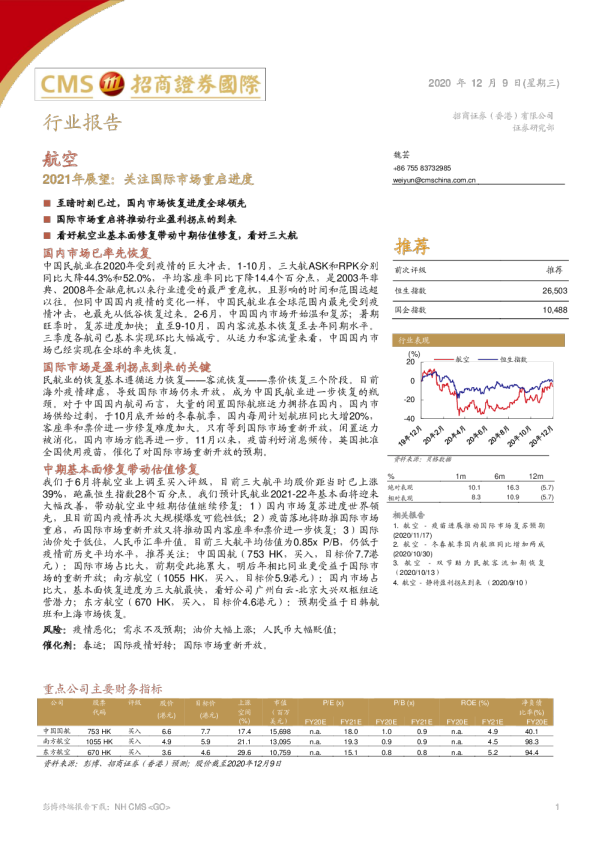 2021年展望：关注国际市场重启进度