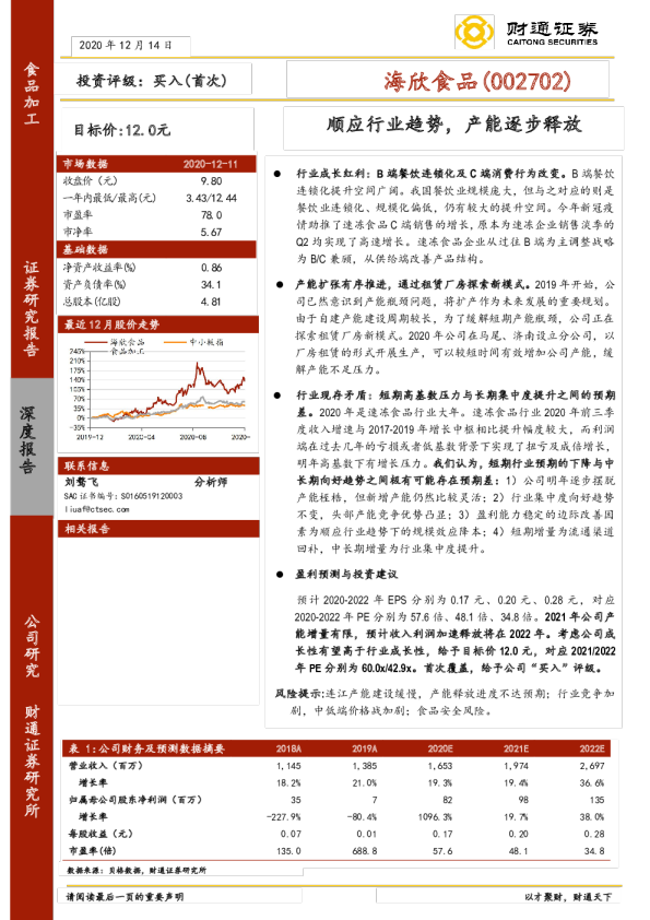 顺应行业趋势，产能逐步释放